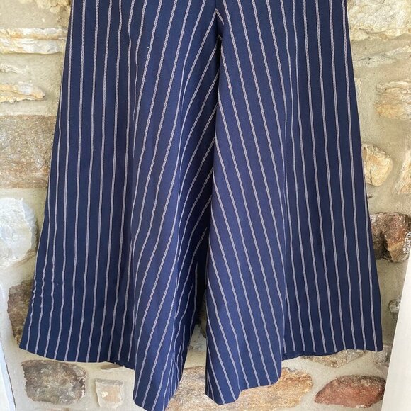 Nicholas Wide Leg High Waist Harper Culottes MSRP $395 Navy Pinstripe - Picture 6 of 12